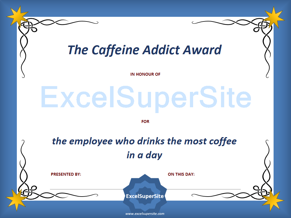 Funny Employee Award Certificates ExcelSuperSite