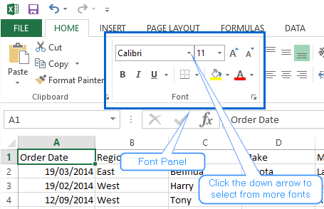 image-Excel  eCourse - Font Panel