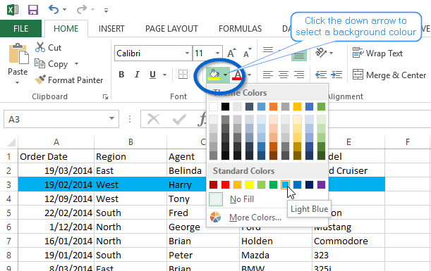 image-Excel  eCourse - Font Panel - change background colour