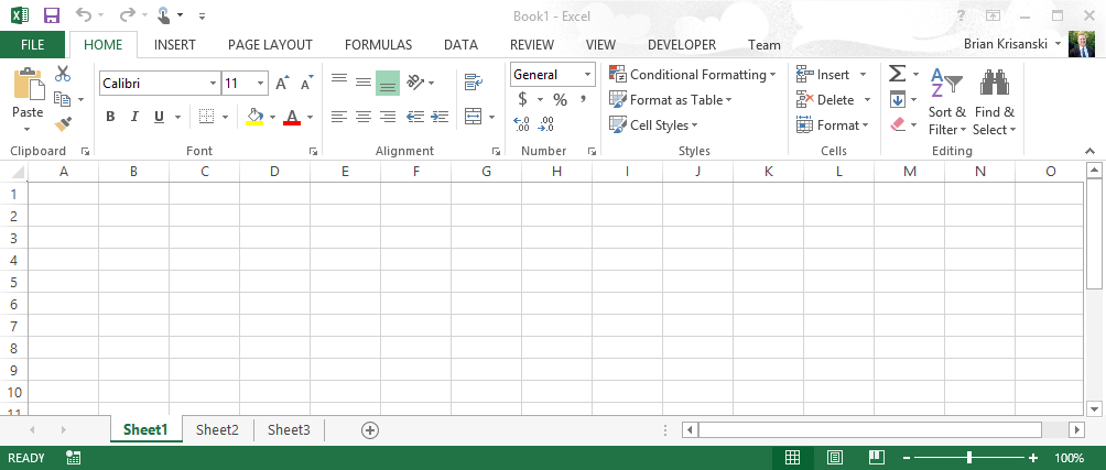 image-Excel eCourse - New Workbook with 3 Worksheets