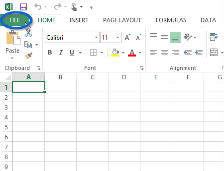 image-Excel eCourse - File Menu
