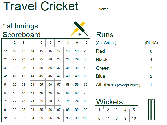 Travel Cricket spreadsheet